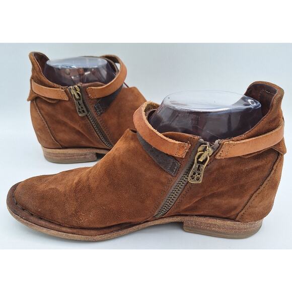 A.S.98 AS 98 Felix Brown Leather Suede Belted Booties Women 6 Excellent Cond. - Picture 2 of 16